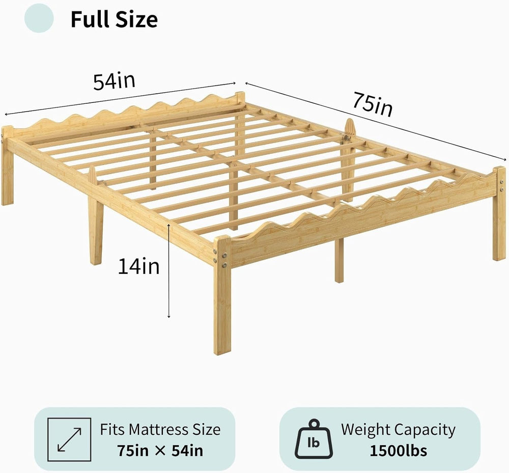 FSCHOS 14 Inch Bamboo Full Size Platform Bed Frame