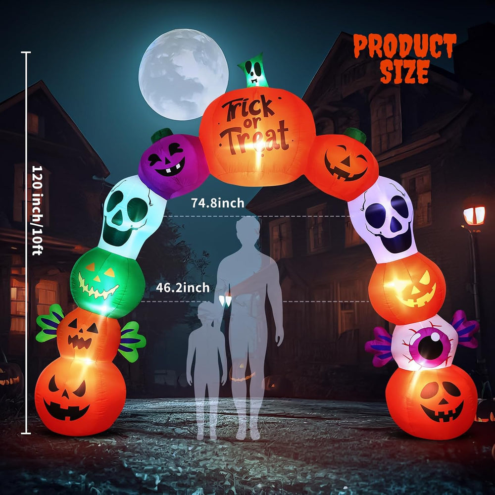 10FT Halloween Inflatable Archway, Pumpkin Skeleton Yard Outdoor Decor