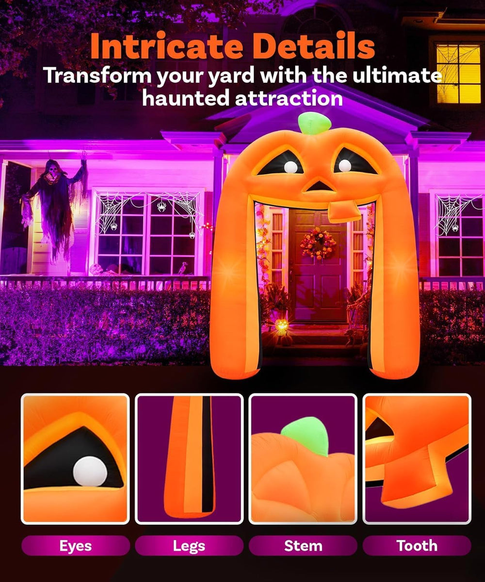 10FT Halloween Inflatables Pumpkin Archway, Halloween Pumpkin Inflatable Buil...