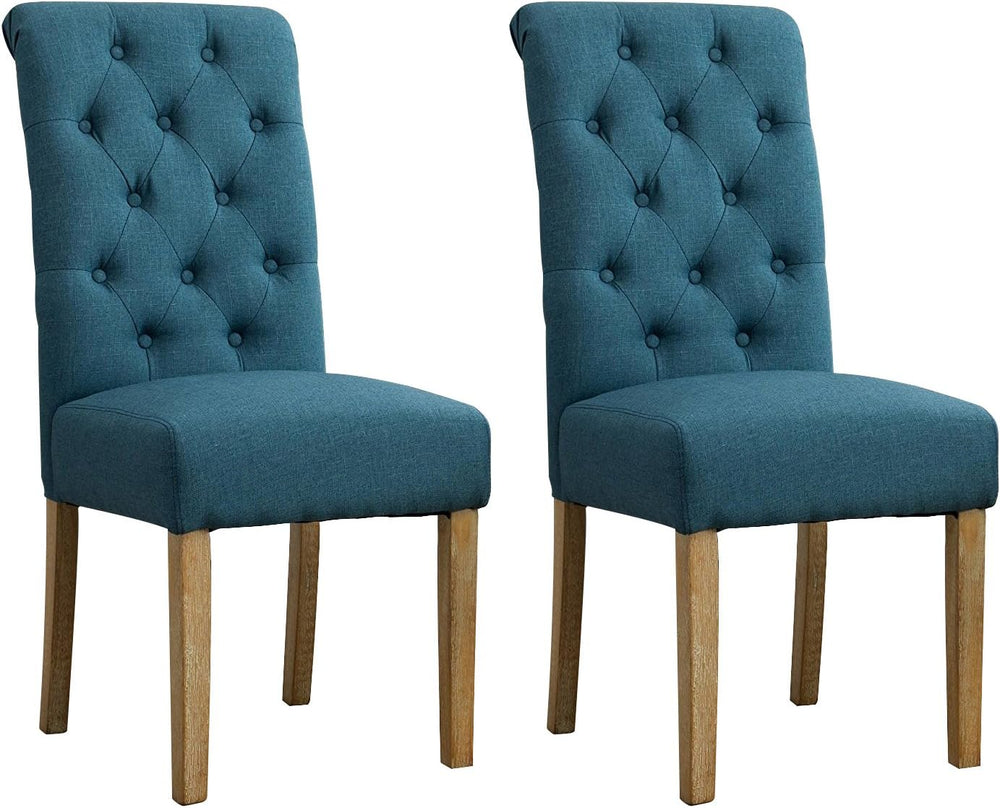 Roundhill Furniture Habit Solid Wood Tufted Parsons Dining Chair (Set of 2), ...