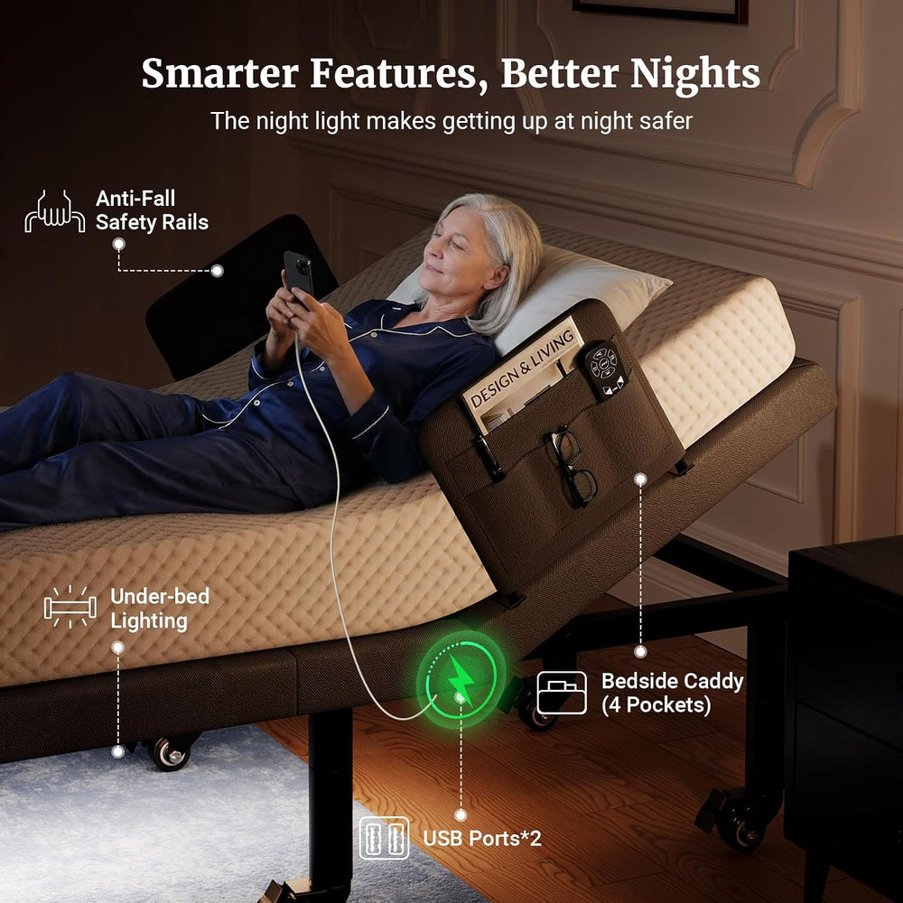 Tami Tami T500 Twin XL Adjustable Bed Frame, Adjustable Base with Head&Fo...