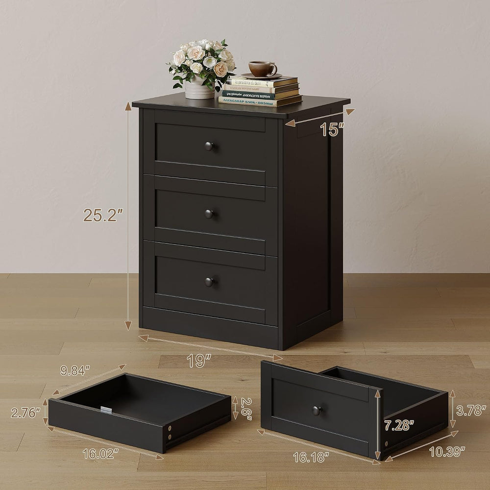 wanan Dresser for Bedroom Set of 2, Black Modern 19'' Wide Wood Chest...