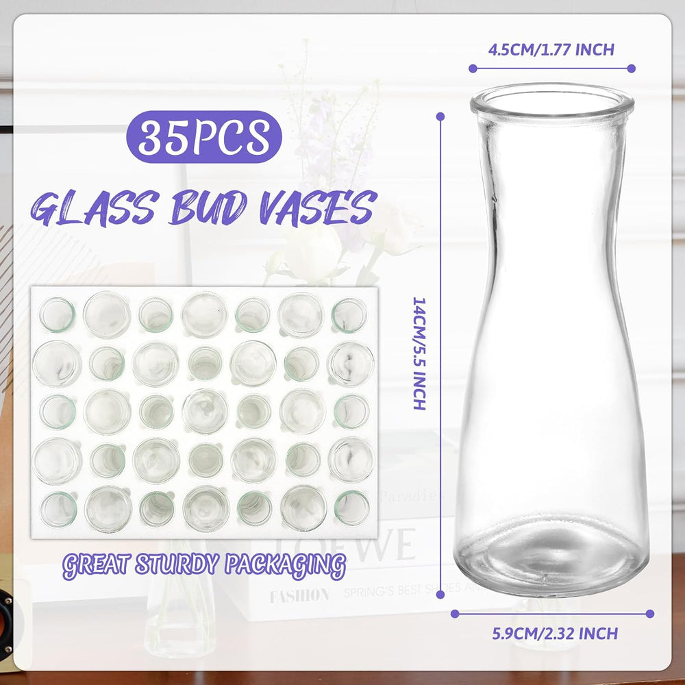 35 PCS Glass Bud Vases for Centerpieces, 5.5" Clear Small Flower Vases
