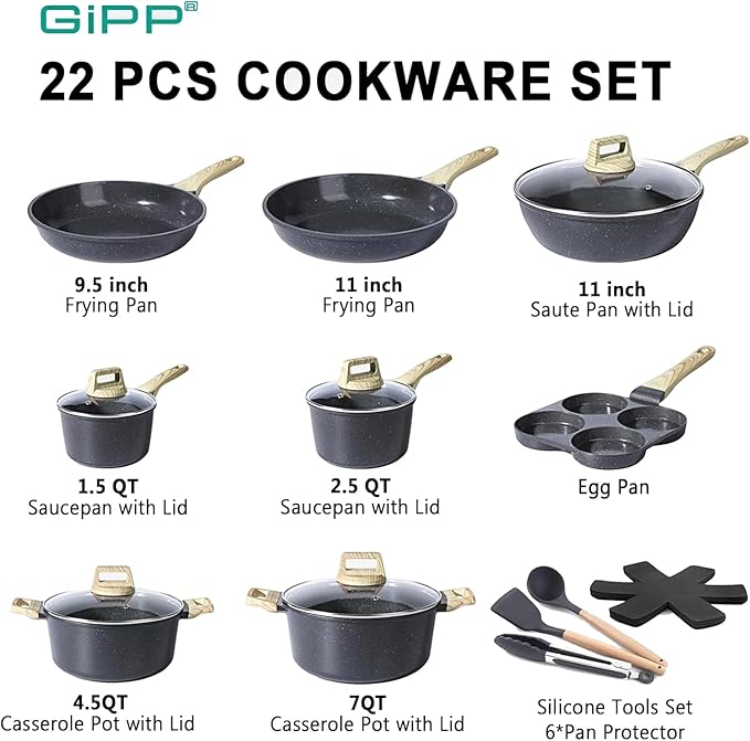GiPP Ceramic Pots and Pans Set Non Stick