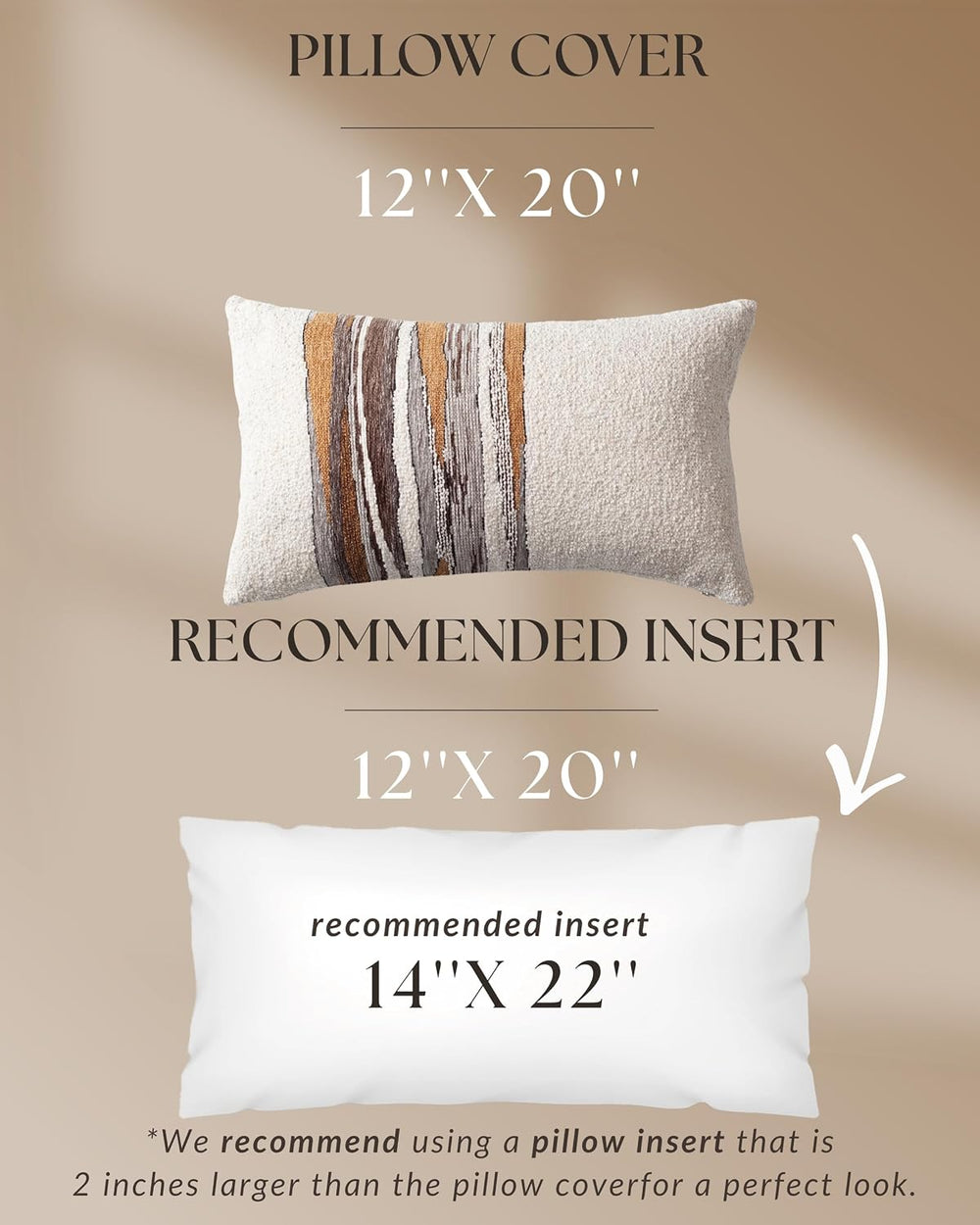 Throw Pillow Covers 20x20 Inch, Pack of 1 Textured Linen Blend with Woven Str...