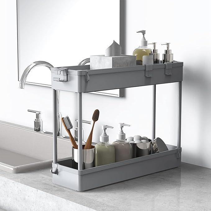 SPACELEAD 2-piece Set Slim Storage Cart 3 Tier, Bathroom Organizer Rolling