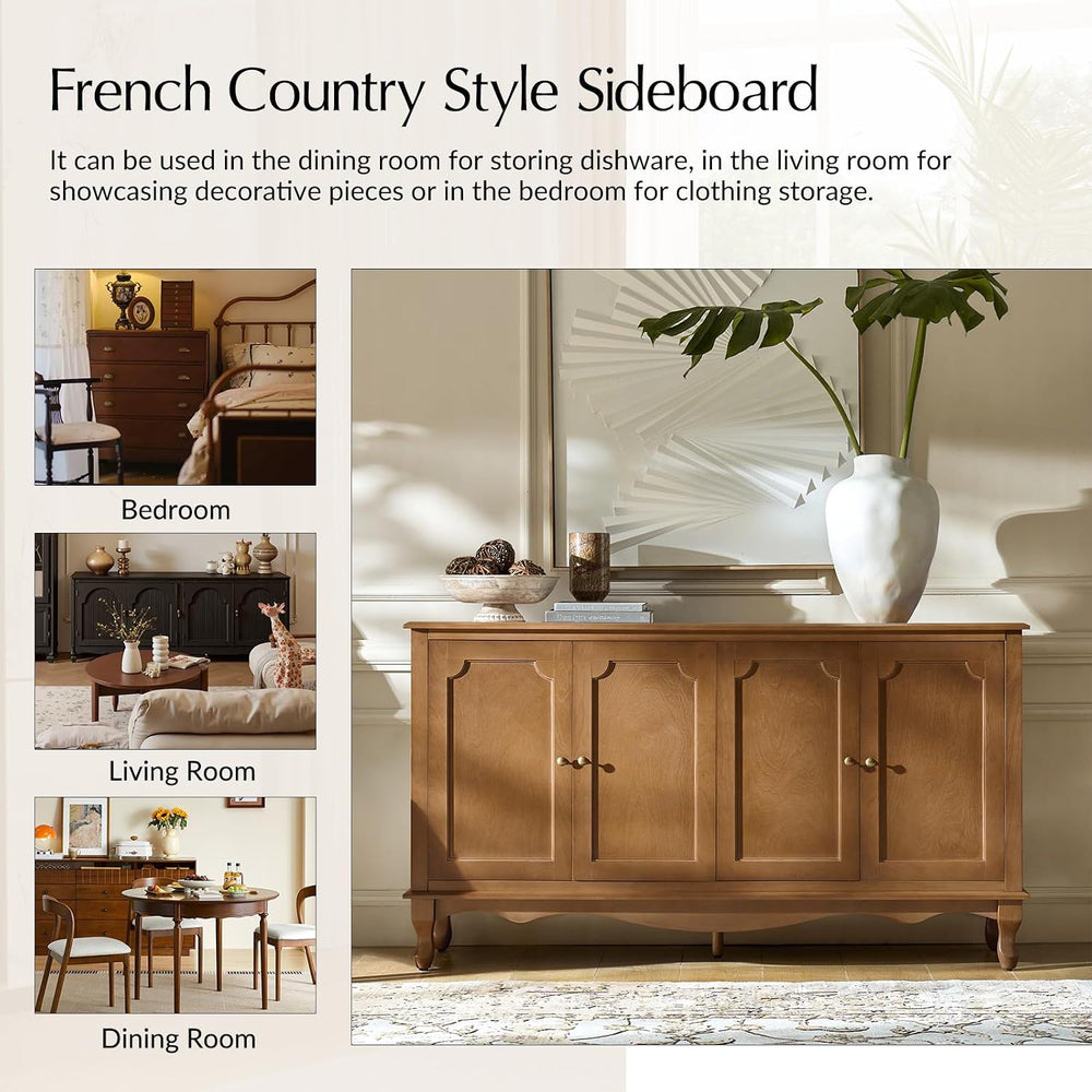 HULALA HOME 58" Farmhouse Sideboard Buffet Cabinet (Acorn)