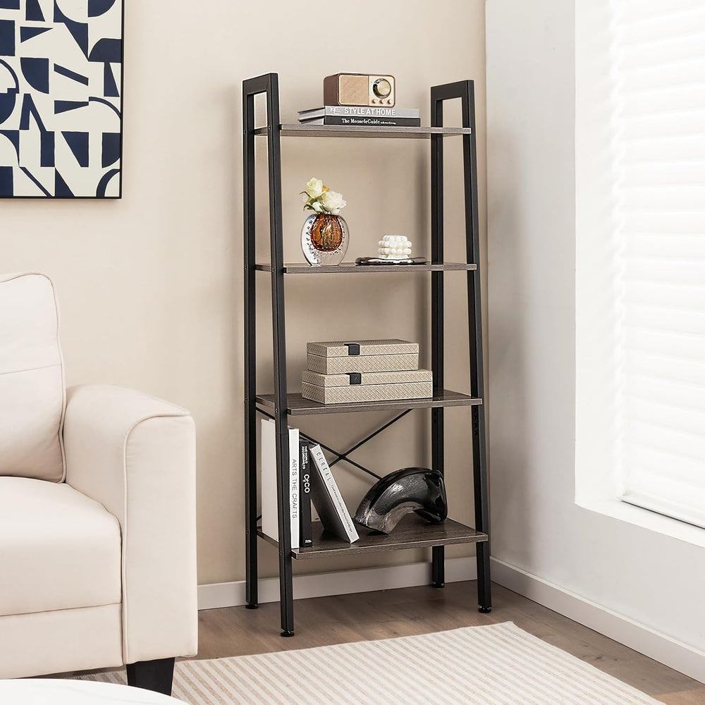 Giantex Ladder Shelf 4-Tier Industrial Bookshelf Storage Rack Shelves for Hom...