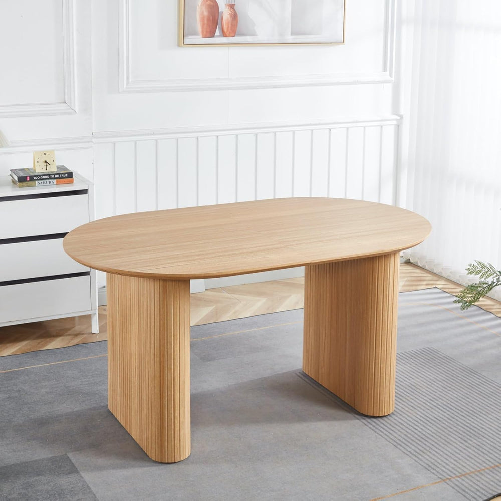 59"-90" Extendable Oval Dining Room Table for 6 to 10 Modern Farmho...
