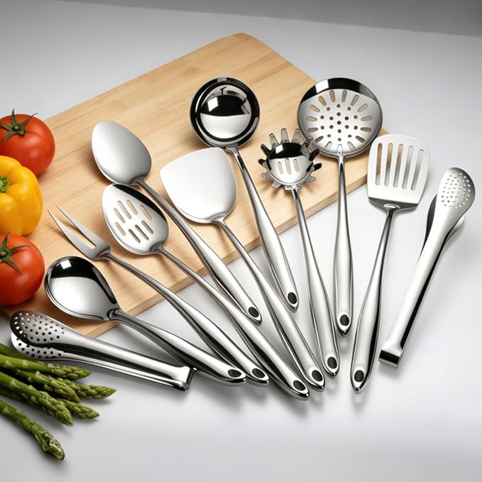 304 Stainless Steel Cooking Utensils Set, Mirror Polished Kitchen Gadget