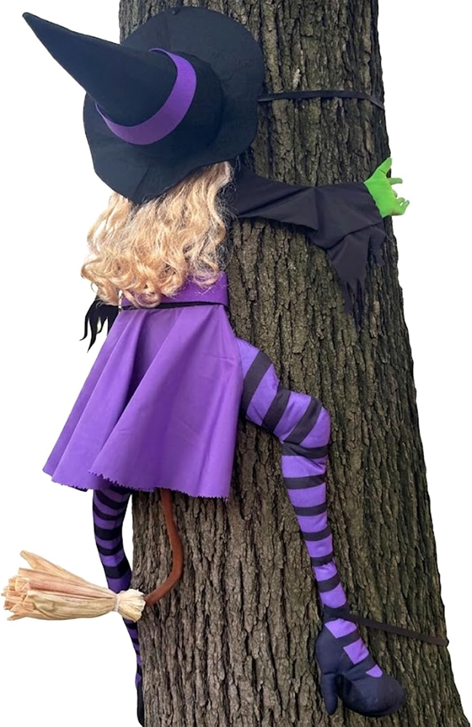 63" Purple Witch Crashing into Tree Halloween Decorations