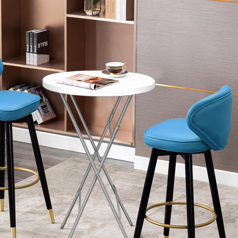 2 Pack 32 in Folding Cocktail Tables, Round, White