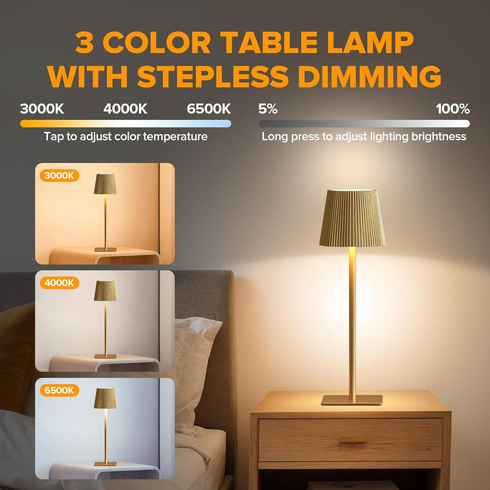 LUTEC 4 Pack Cordless Table Lamp,6000mAh Rechargeable Battery Operated Desk L...
