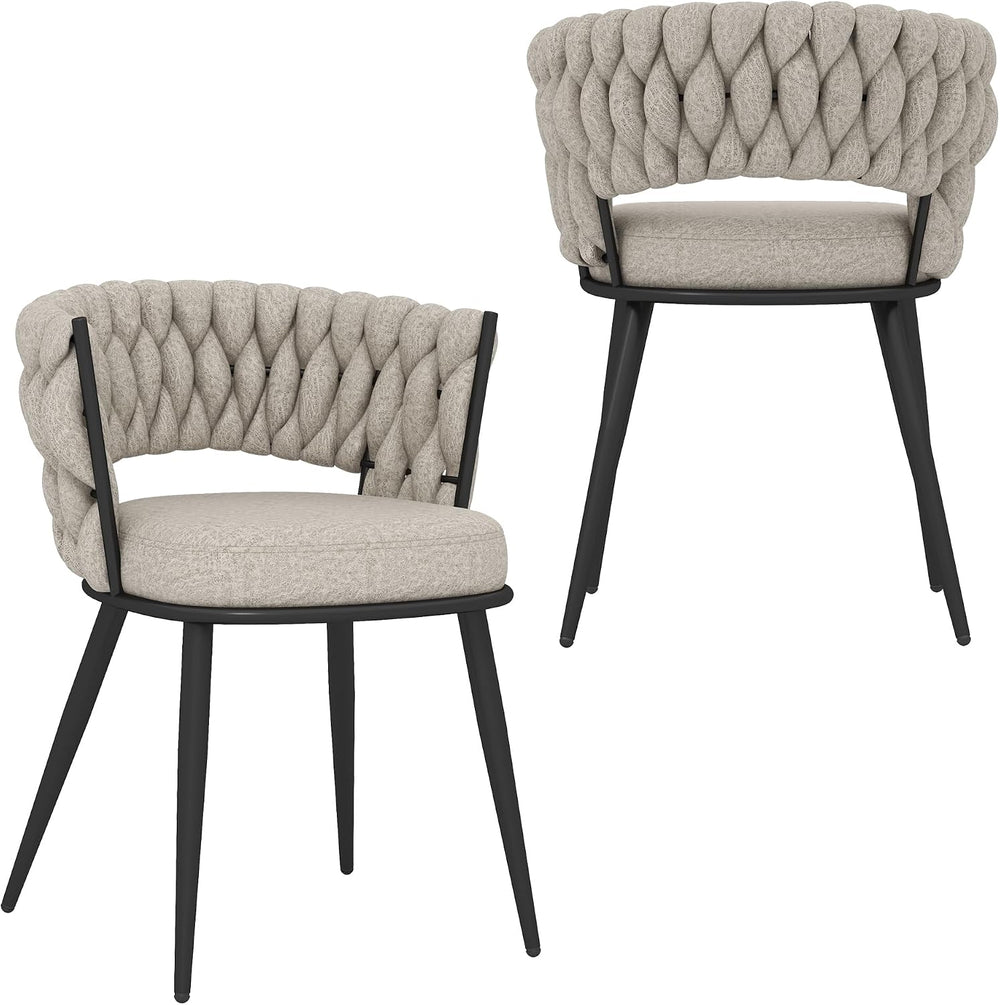 KCC Fabric Dining Chairs Set of 2, Modern Dining Chair with Metal Legs, Woven...