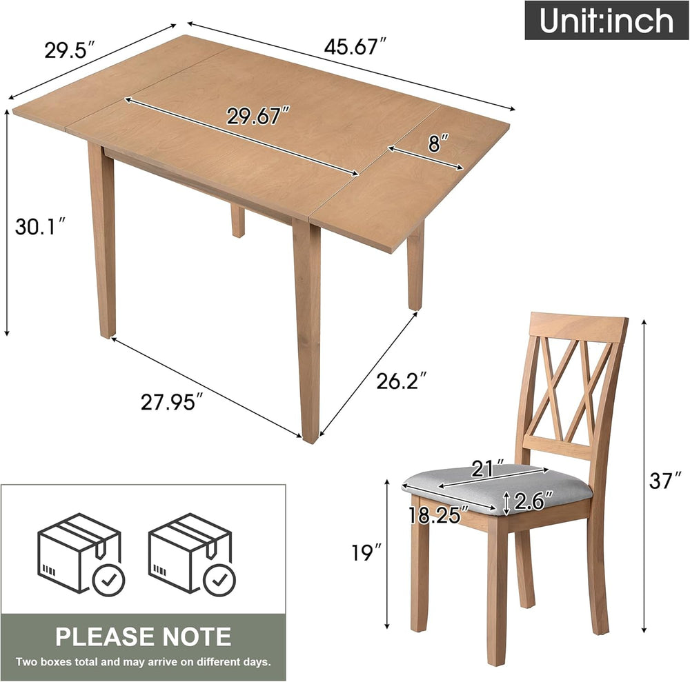 Merax Farmhouse Wood 3-Piece Multifunctional Dining Set, 45.6 inch Extendable...
