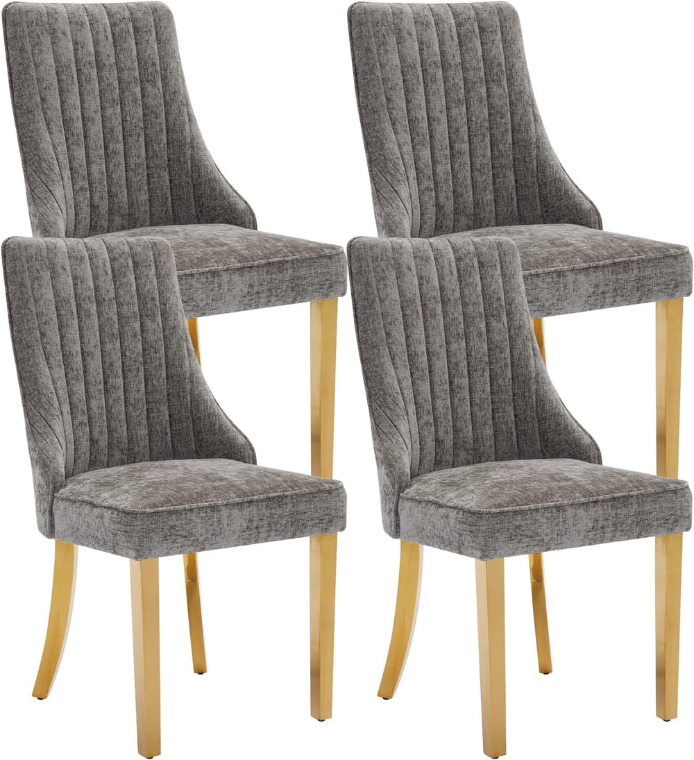Dining Chairs Set of 4,Modern Channel Tufted Upholstered Dining Chairs with G...