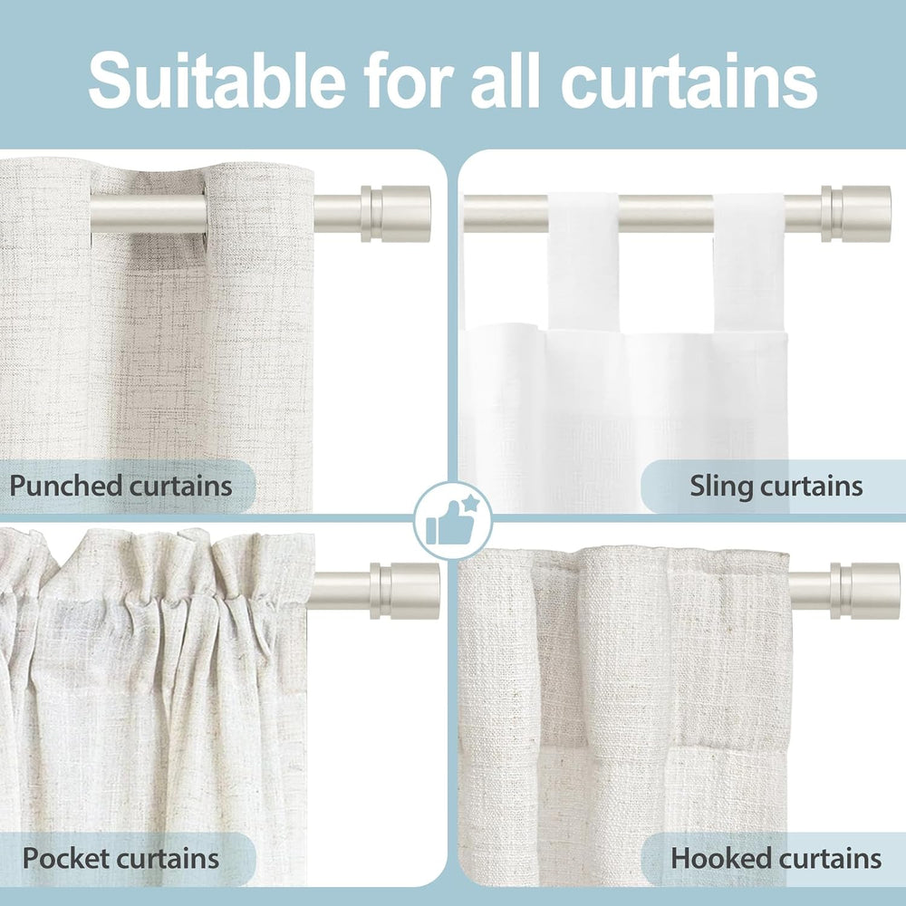 Byondeth Curtain Rods for Windows 16 to 120 Inches Adjustable Length 1 Inch D...