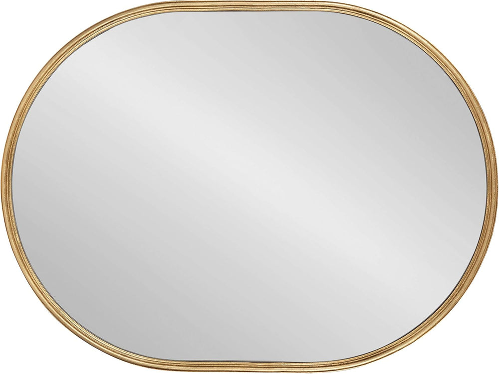 Kate and Laurel Caskill Mid-Century Oval Mirror, 18" x 24", Gold, C...
