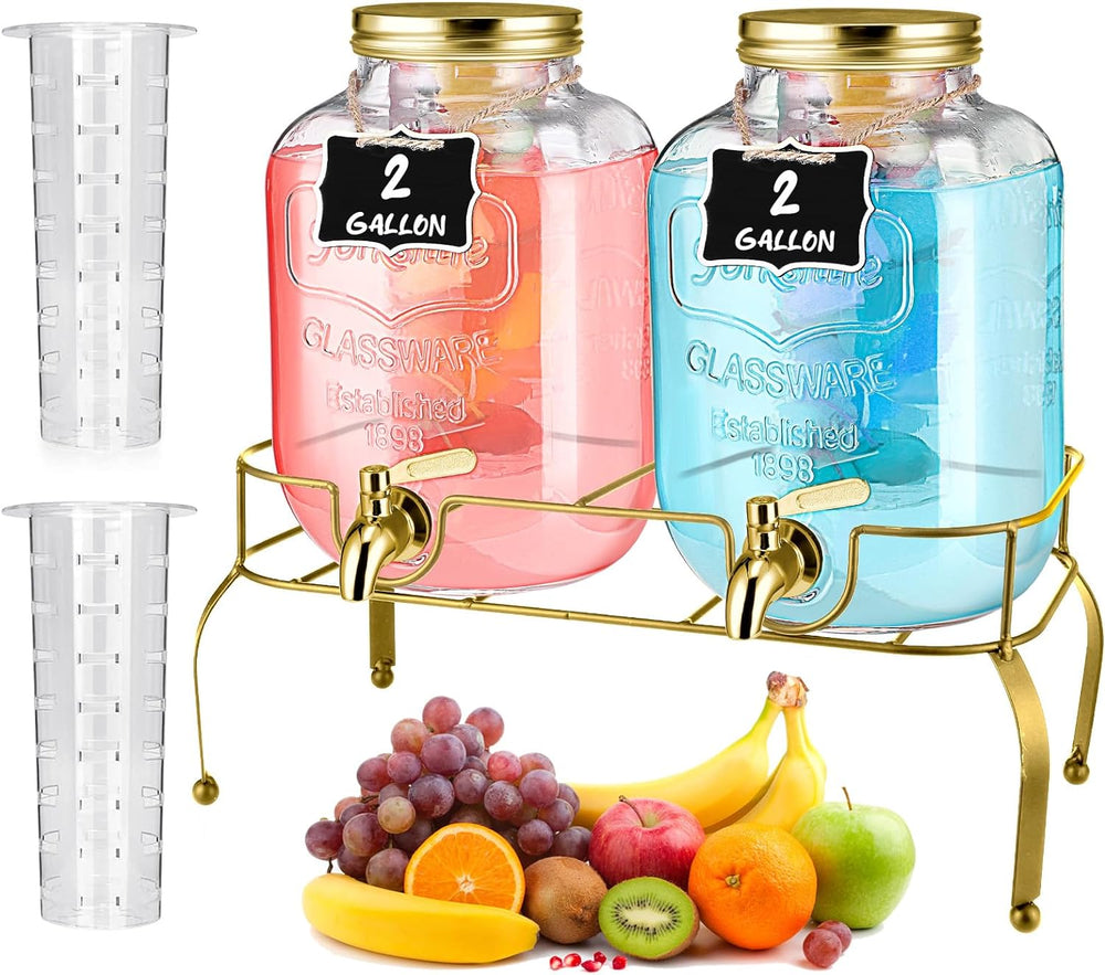 Lallisa 2 Pcs 2 Gallon Glass Drink Dispenser