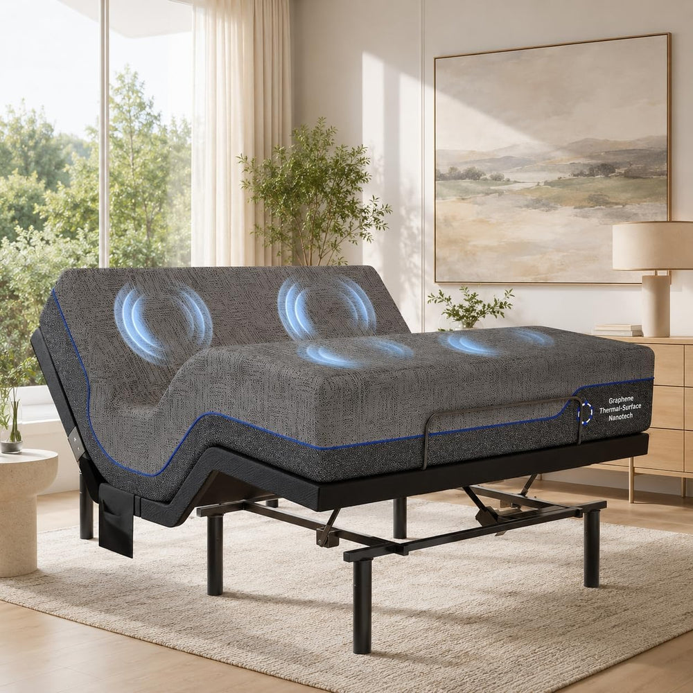 Marsail Adjustable Bed Frame Full with Mattress & Massage, Adjustable Base