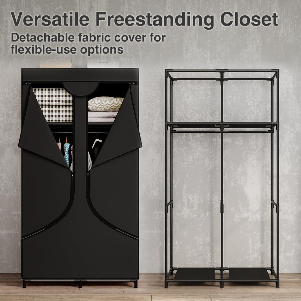 SORCEDAS Portable Closet with Hanging Rods and Shelves for Clothes Storage
