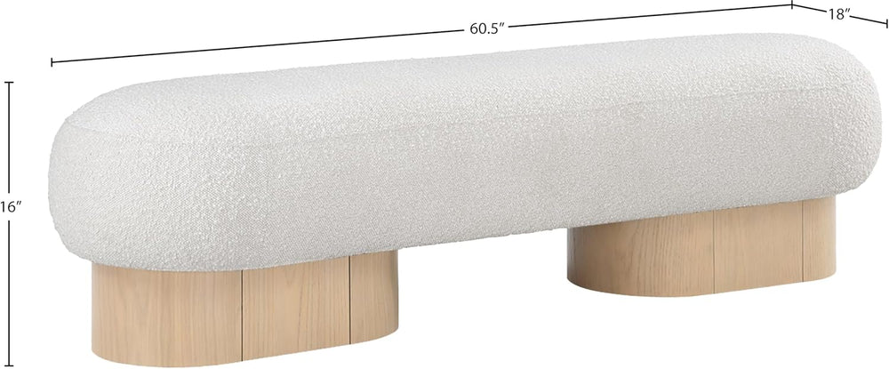 Meridian Furniture 22001Cream Robertson Collection Art Deco Bench with Luxuri...