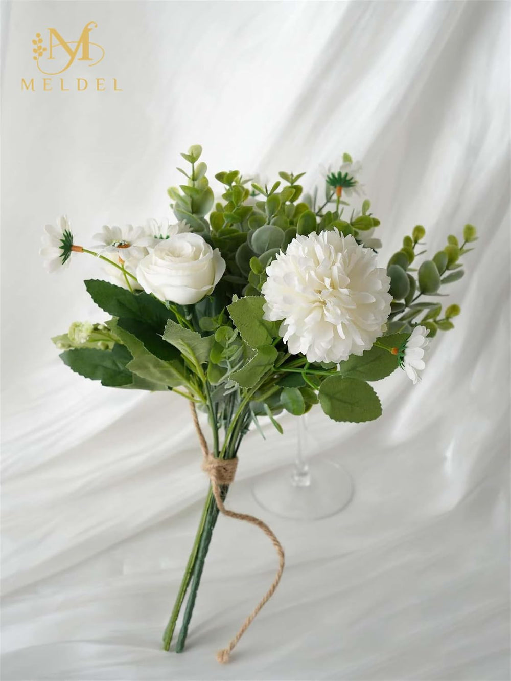 3 Pcs Bouquet Rose Artificial Fake Flowers Eucalyptus Plants Faux Silk Flower...