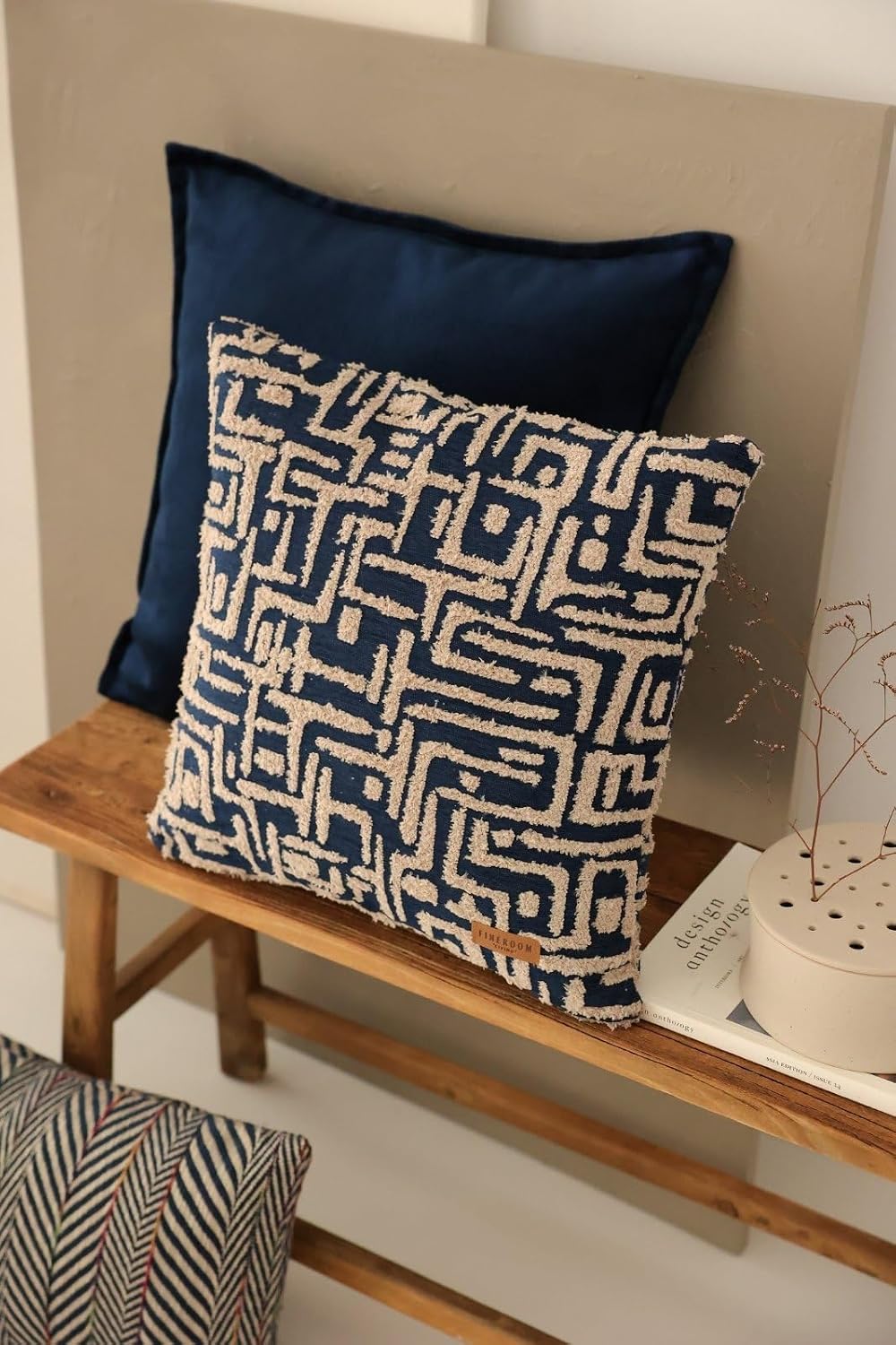 Woven Jacquard Throw Pillow Cover, Pack of 1 Geometric Pattern Textured Decor...