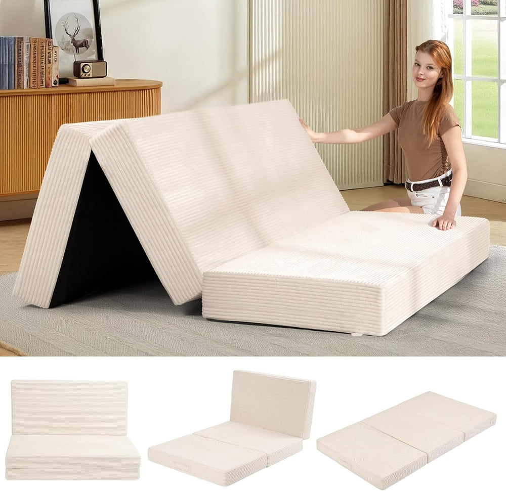 Foldable Mattress Queen Size, Folding Mattress with Removable Cover