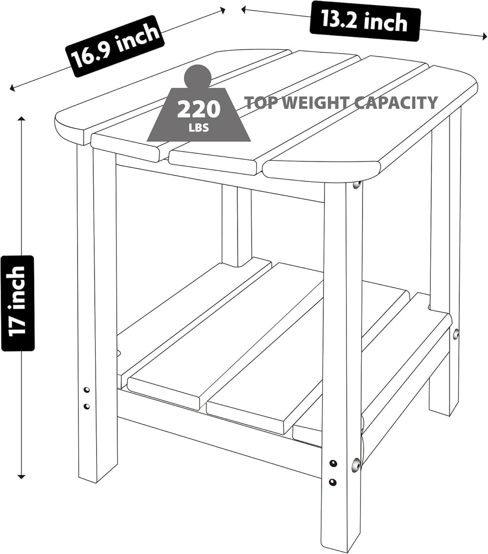 LZRS Double Adirondack Side Table, Outdoor Side Tables, End Tables for Patio,...