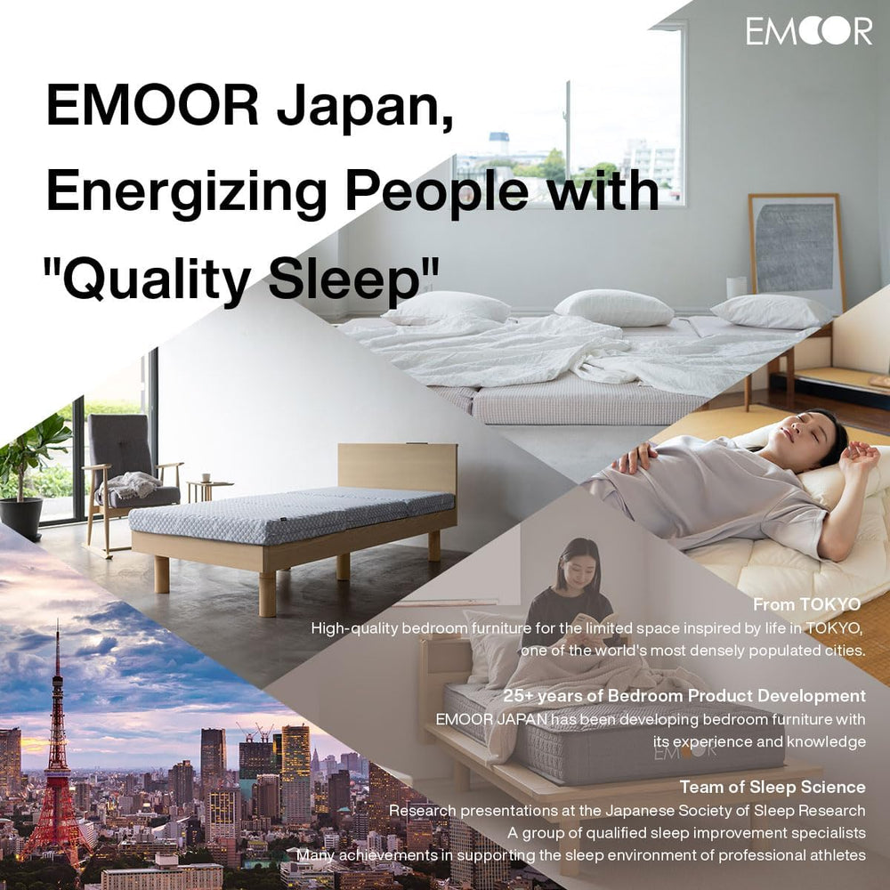 EMOOR Wood Slatted Floor Bed Frame OSMOS Full for Japanese Futon Mattress Sol...