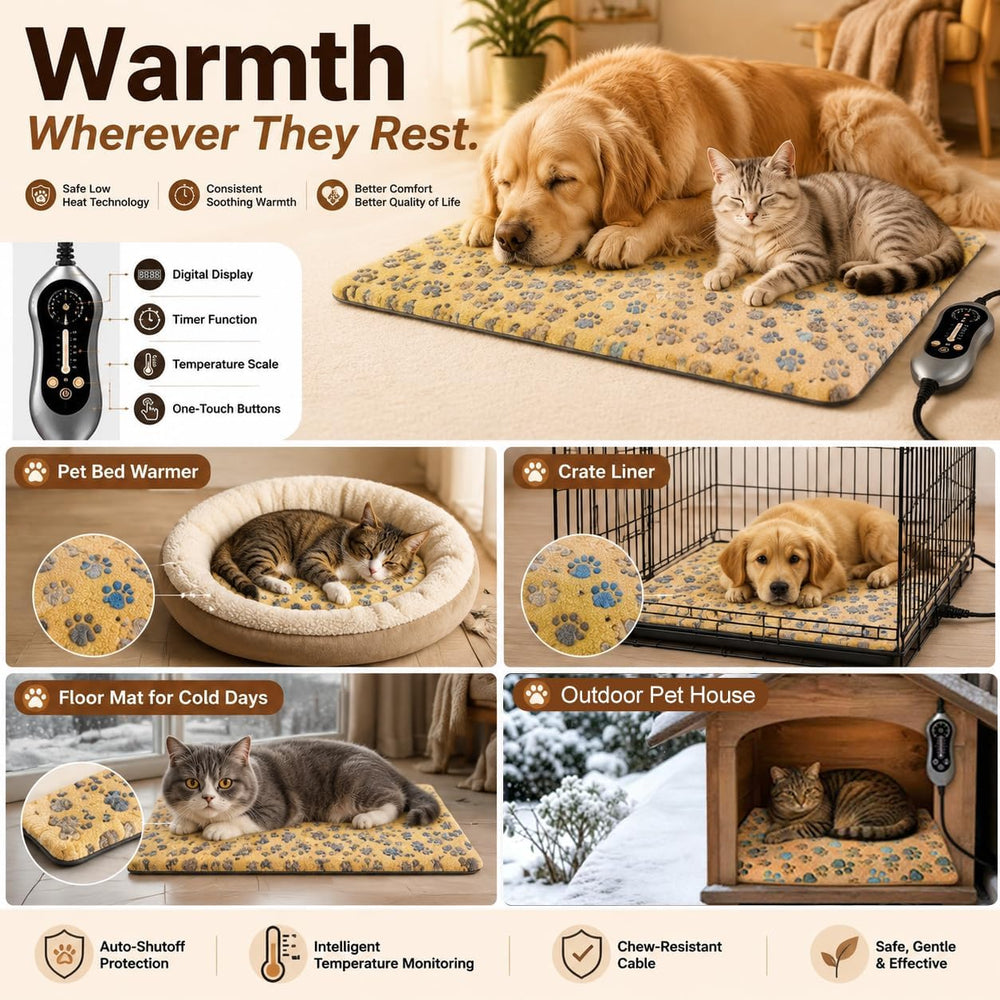 Pet Heating Pad 18X28`` for Dogs Cats with Smart Controller