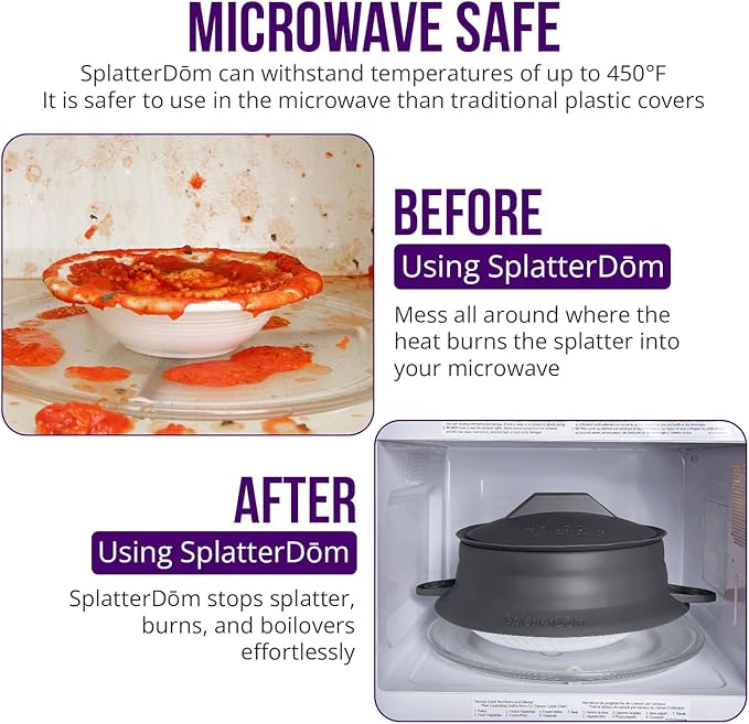 L.I.Q Silicone Splatter Guard – Fits 8 and 10 Inch Pots – Microwave Safe and
