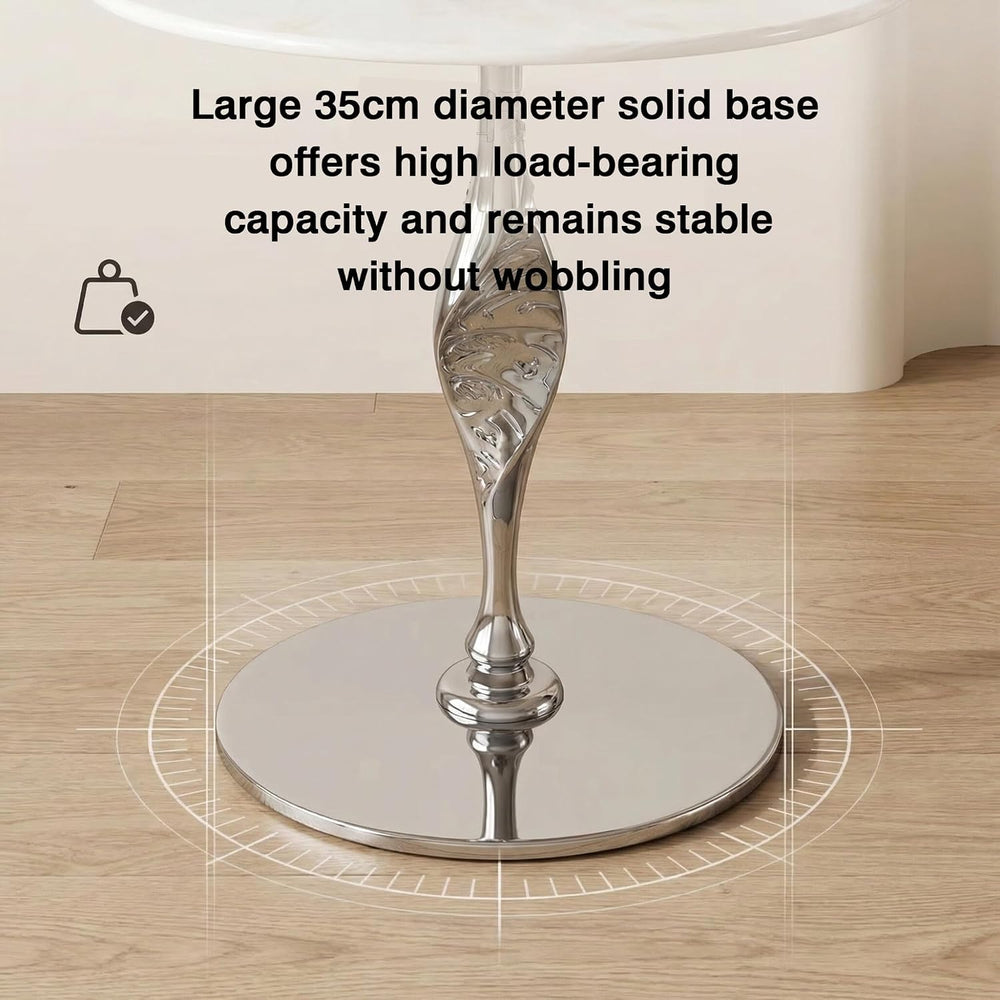 Marble Side Table/Small Round Table – Suitable for Living Room or Bedroom (as...