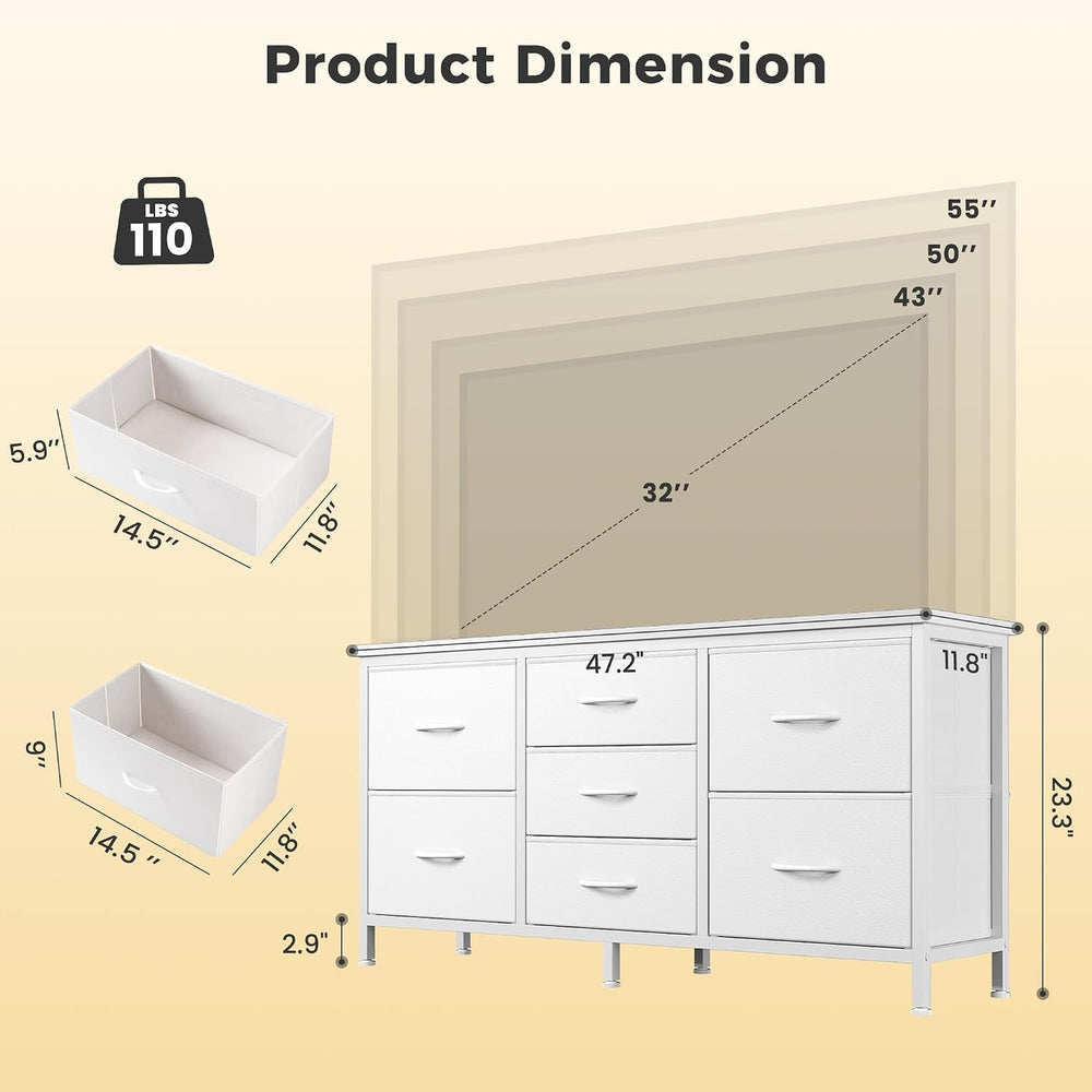 DUMOS 7 Drawer Fabric Dresser, Clothes Organizer Storage Tower for Bedroom