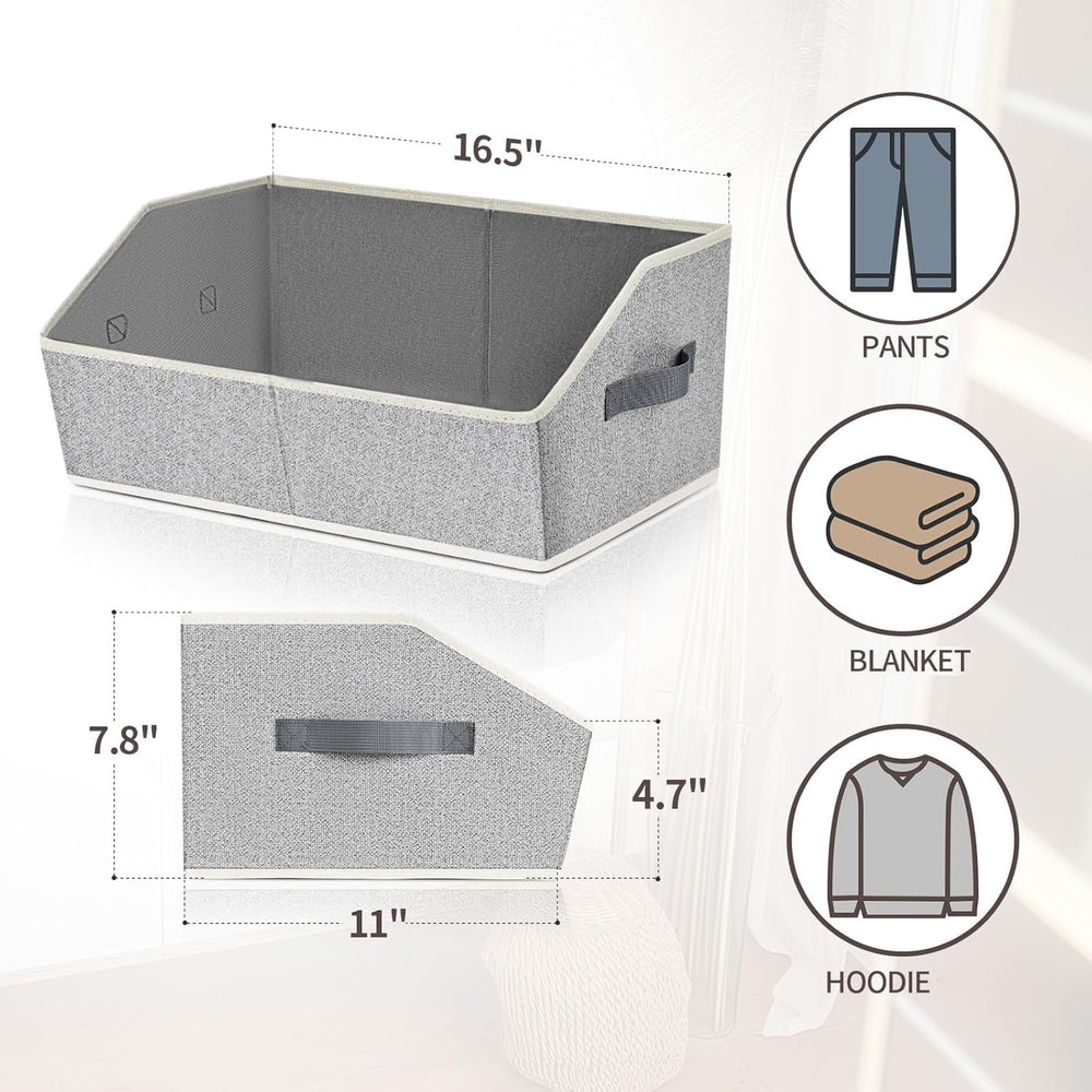 Closet Organizers Bins 6 Packs - Large Closet Shelf Organizer with Handles, F...