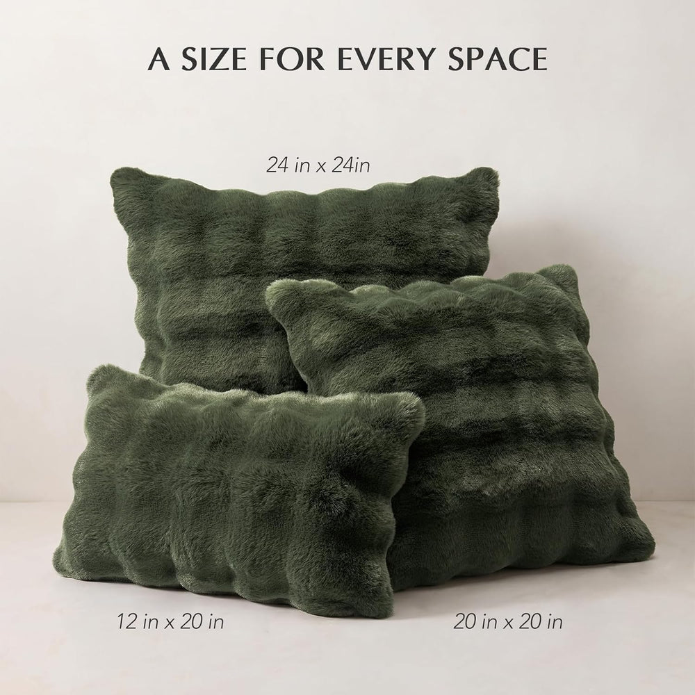 EverGrace Decorative Bubble Faux Fur Throw Pillow Cover, 20x20, Green