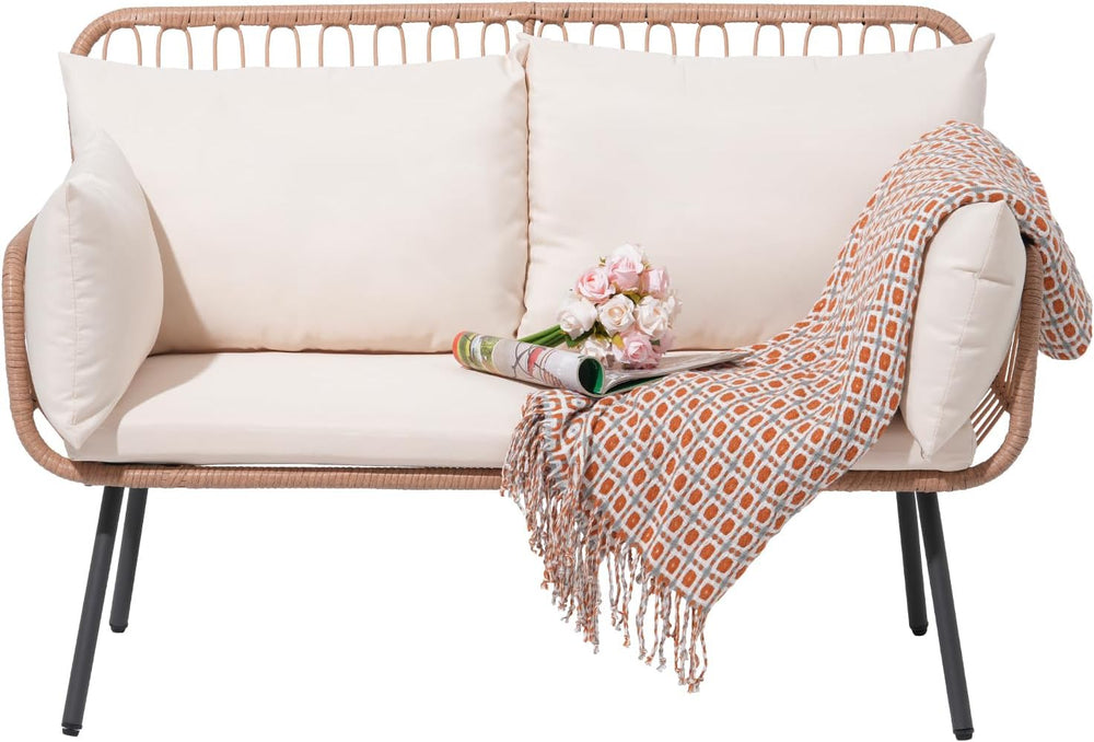 Verano Garden Patio Loveseat, Balcony Furniture Couch, Wicker Patio Set