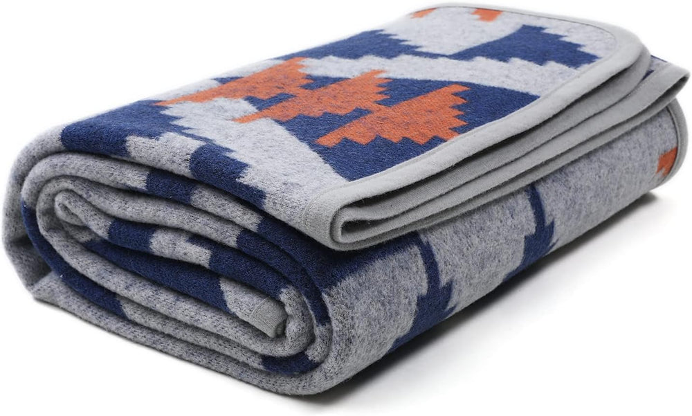 ACUSHLA Merino Wool Camping Blanket Warm Outdoor Travel Throw,Aztec Grey