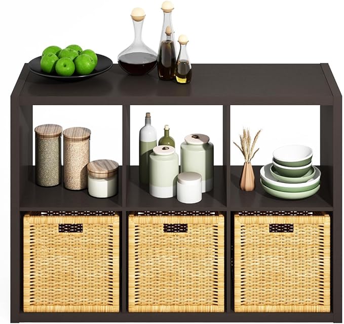 Furinno HERMITE Kitchen Island, 6-Cube Coffee Bar, Extra Thick Kitchen Storage