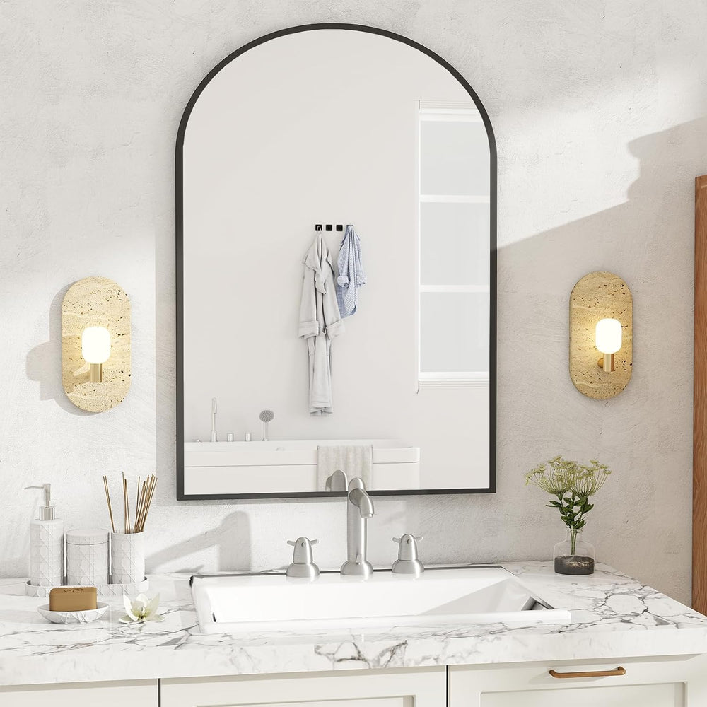 NEWBULIG 24"X36" Arched Bathroom Mirror for Over Sink, Wall Vanity ...