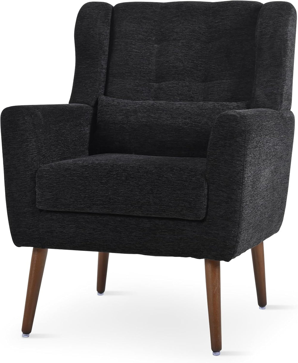 cinkehome Accent Arm Chairs for Living Room, Black Chenille Upholstered Morde...