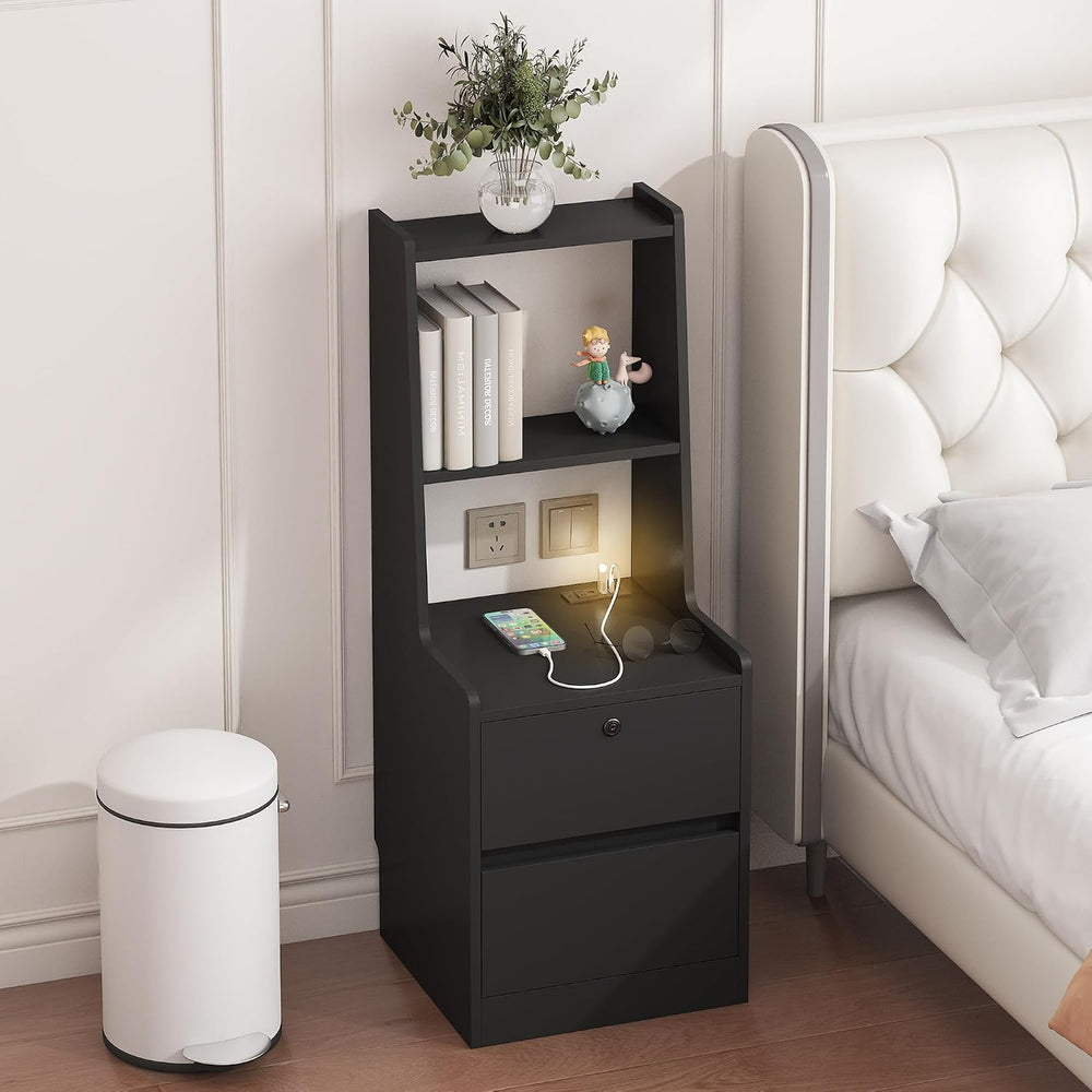 TERRUPEXSmart Nightstand with Wireless Charger & Voice Control Night Ligh...