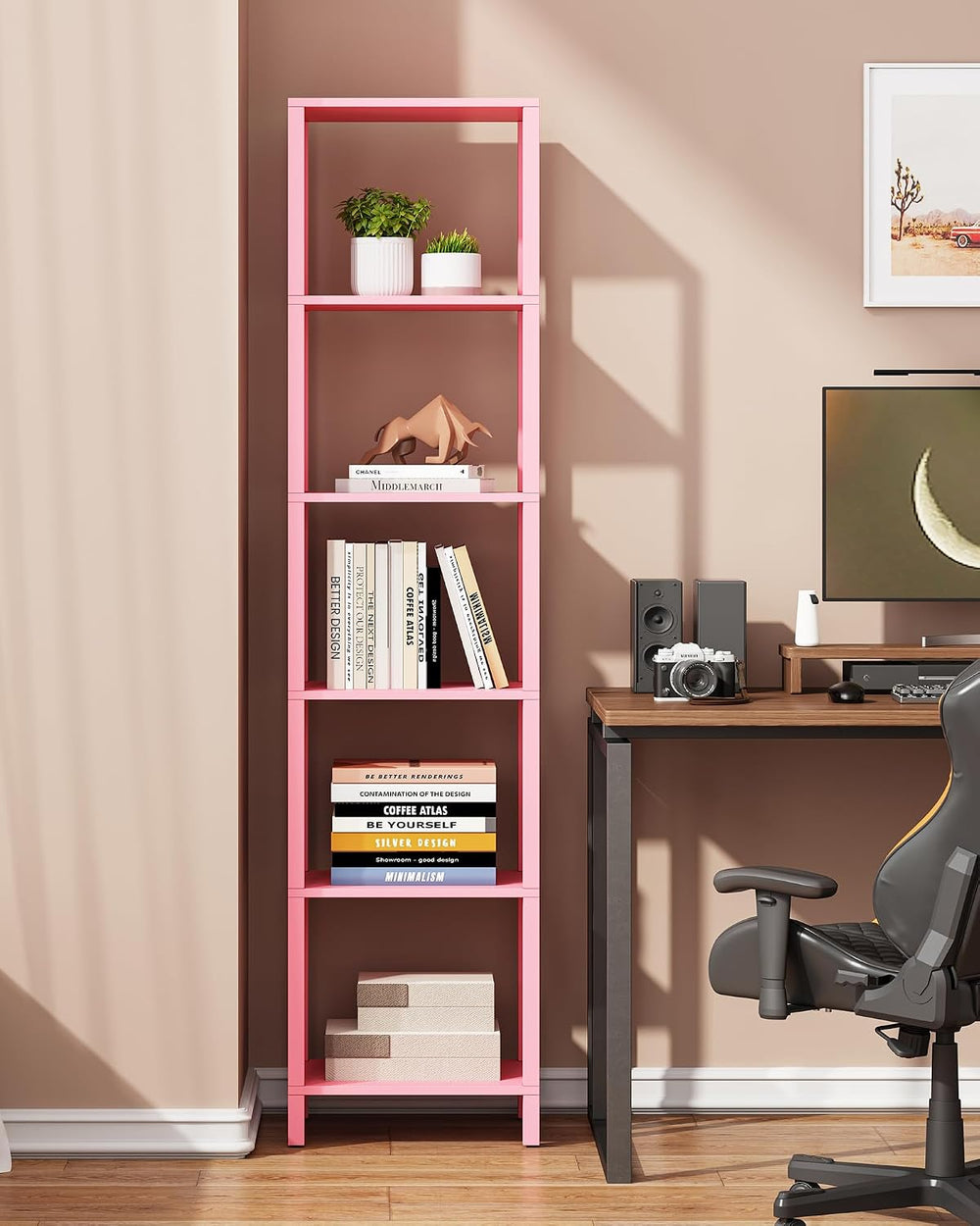 TUTOTAK Bookshelf, 6-Tier Tall Narrow Book Shelf for Small Space | 10.7 x 14....