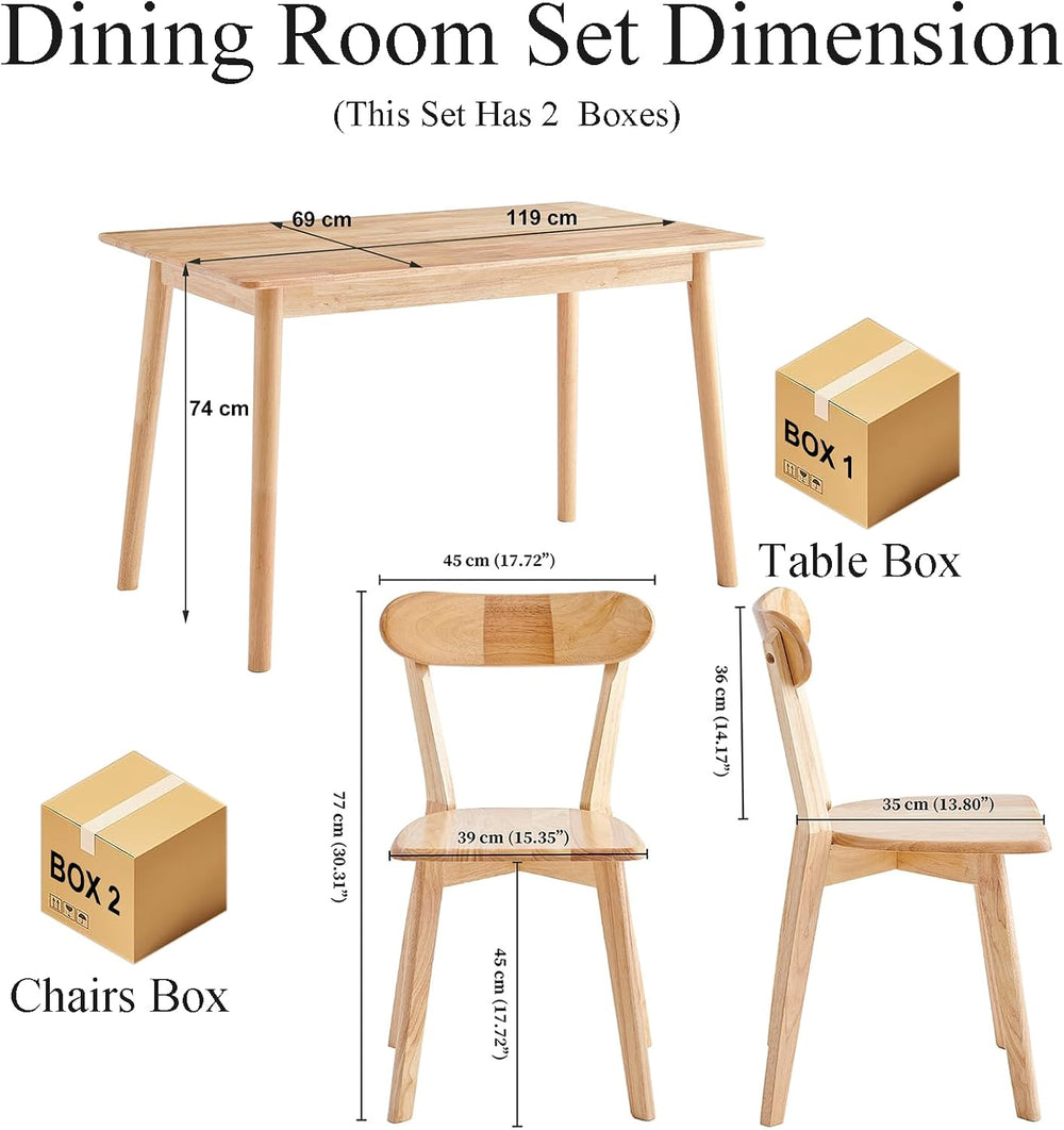 5-Piece Solid Wood Dining Table and Chairs Set for 4, Modern Wood Kitchen Tab...