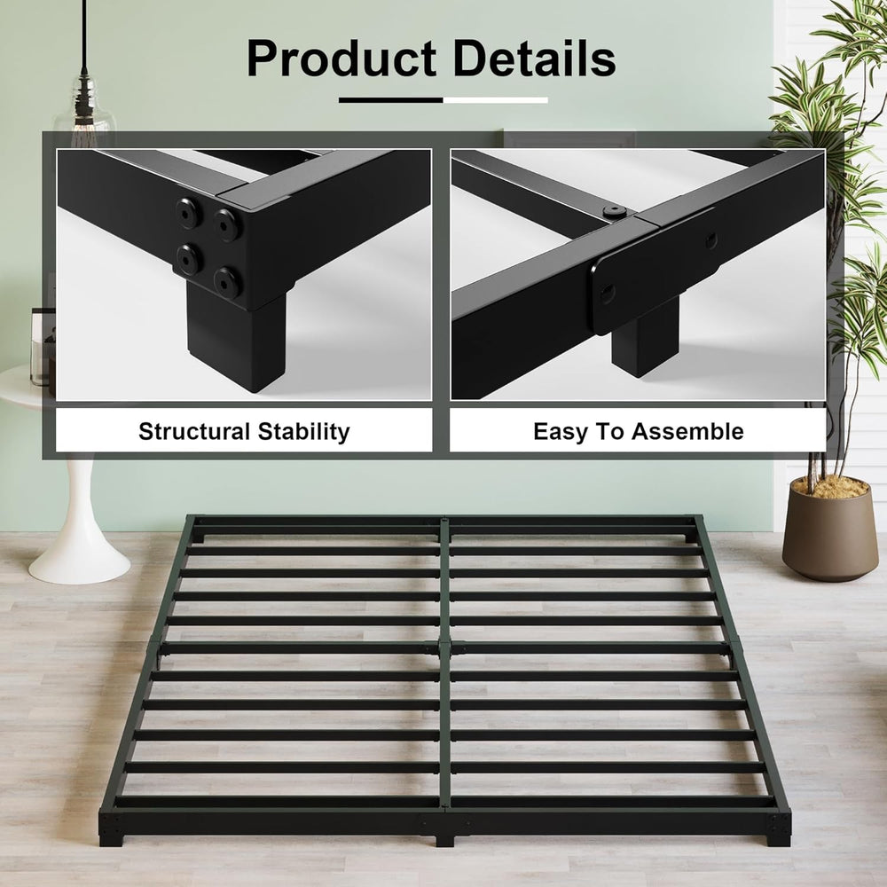 3 Inch Bed Frame Full Size Low Profile Floor Metal Platform