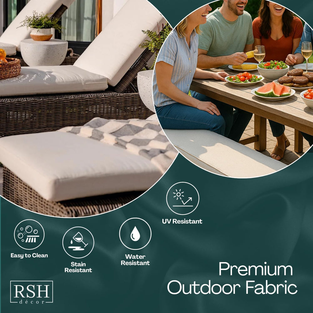 RSH DECOR: Tufted Adirondack Chair Cushion | 42.5” x 21” | All-Weather Spun F...