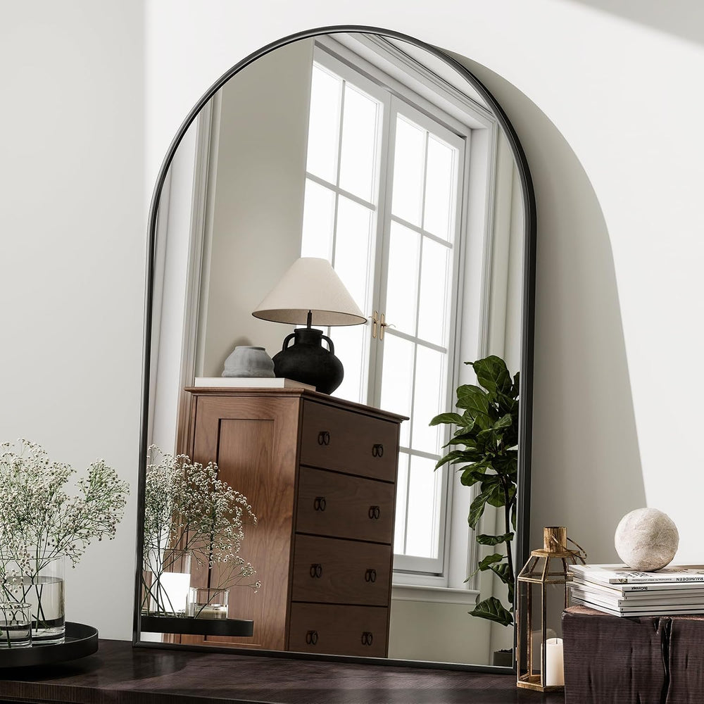 HARRITPURE 20"x30" Arched Bathroom Mirror Wall Mounted Black Arch M...
