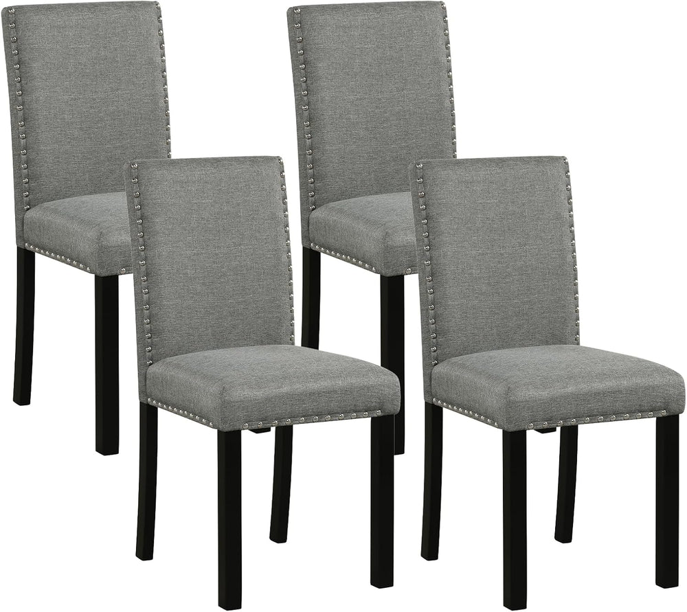 Giantex Dining Chairs Set of 4, Fabric Upholstered Parsons Kitchen Chair w/Na...