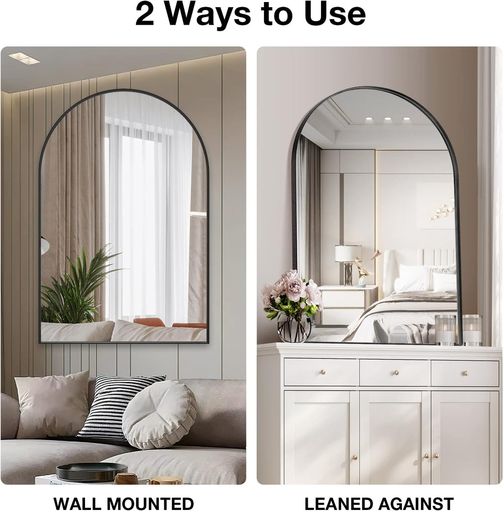 Brightify Black Arched Mirror, Arched Bathroom Mirror, 24 x 36 Inch Black Arc...